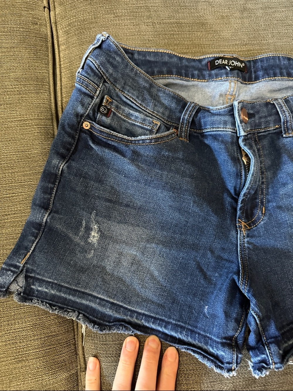 Dear John Dark Blue Distressed Denim Cutoff Shorts - Picture 2 of 7